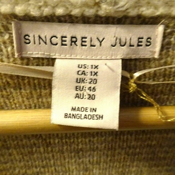 Sincerely Jules Duster Open Style Beige Tri-Color Acrylic Blend Cardigan 1X - Picture 3 of 4